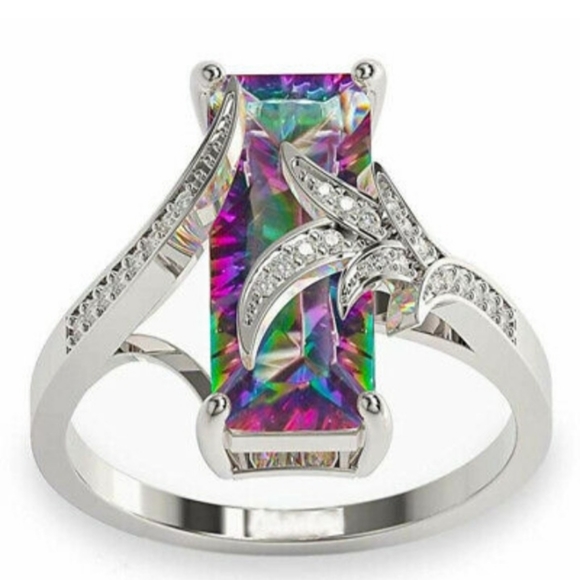 Rainbow Mystic Fire Topaz Ring - Picture 3 of 14